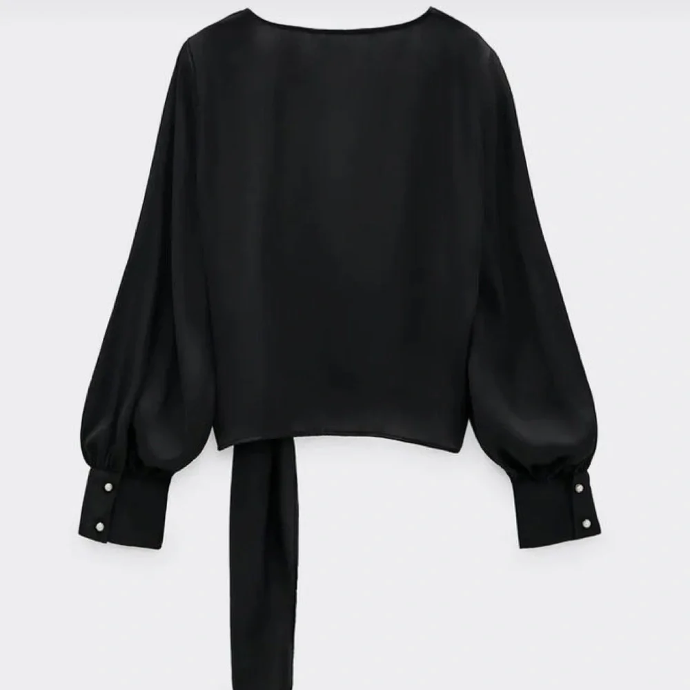 Zara Satin Effect Wrap Blouse - Picture 4 of 9